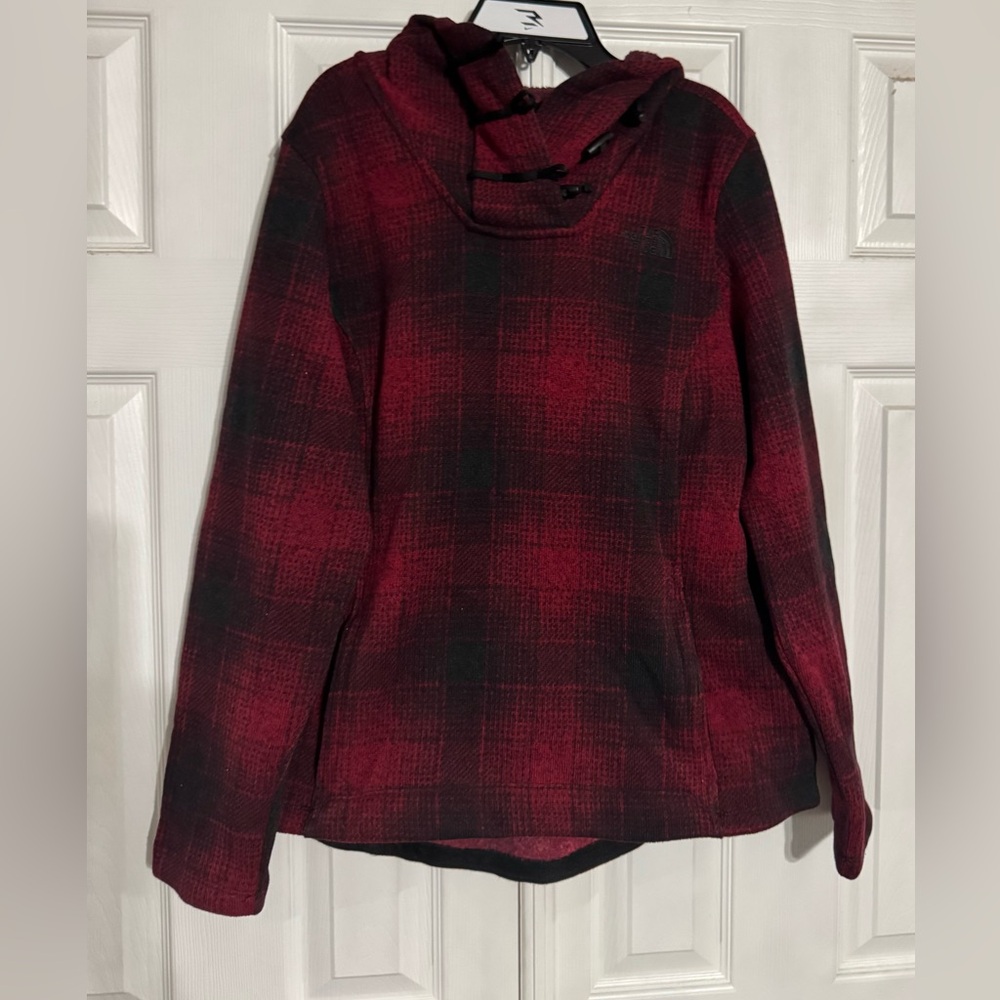 The North Face Crescent Buffalo Plaid Fleece Toggle Hoodie Pullover Jacket large